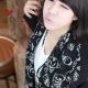 Scarf Korean skull head scarf Beach Chiffon shawl (Black)