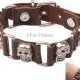 Skull Leather Alloy Bracelet (Brown)