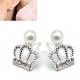 Ultra-popular compact crown pearl earrings